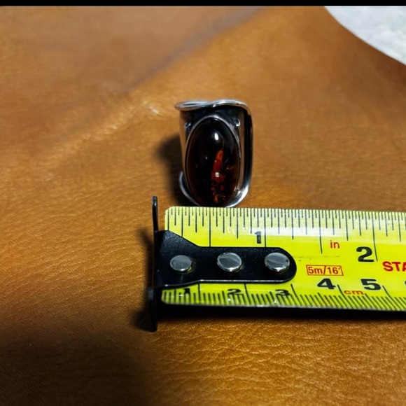 Unique Amber & Silver Ring - Picture 8 of 9
